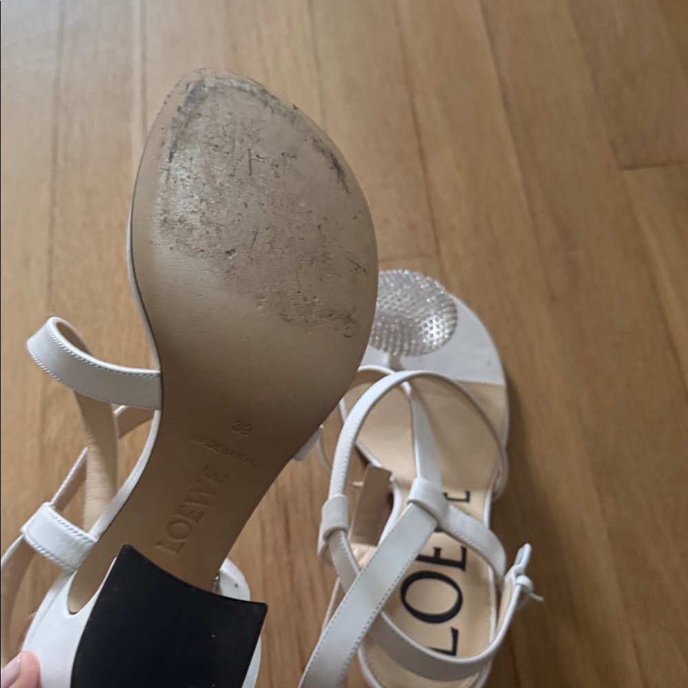 Loewe White Crystal Embellished Sandals - Picture 7 of 11